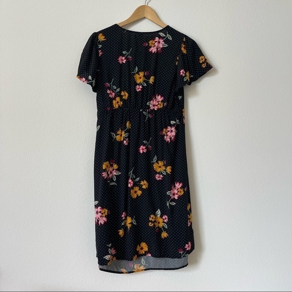 Old Navy Maternity Black Floral Polka Dot Midi Dress S - Picture 6 of 9